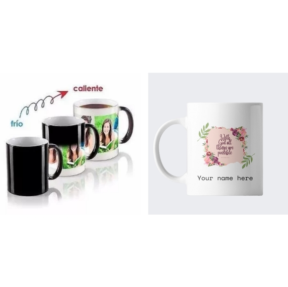 Magic mug personalized name 11oz with the verse Matthew 19.26 - Picture 1 of 3